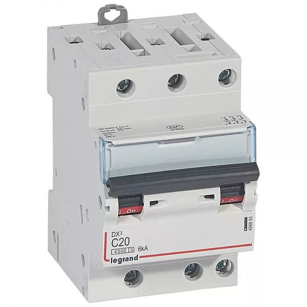 legrand-disjoncteur dx�4500 6ka bornes � vis 3p 400v~ 20a courbe c - 3 modules (406893)