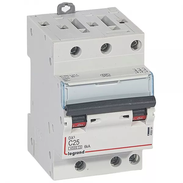 legrand-disjoncteur dx�4500 6ka bornes � vis 3p 400v~ 25a courbe c - 3 modules (406894)
