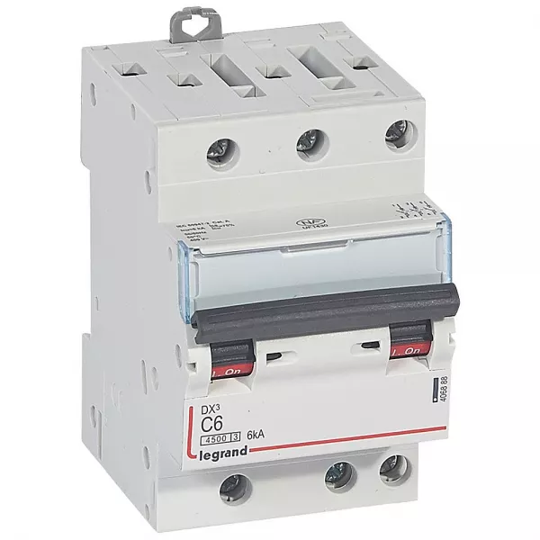 legrand-disjoncteur dx�4500 6ka bornes � vis 3p 400v~ 6a courbe c - 3 modules (406888)