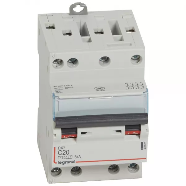 legrand-disjoncteur dx�4500 6ka bornes � vis 4p 400v~ 20a courbe c - 3 modules (406911)