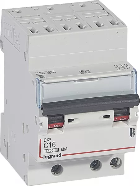 legrand-disjoncteur dx�4500 6ka bornes auto/vis 3p 400v~ 16a courbe c - 3 modules (406901)