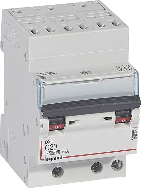 legrand-disjoncteur dx�4500 6ka bornes auto/vis 3p 400v~ 20a courbe c - 3 modules (406902)
