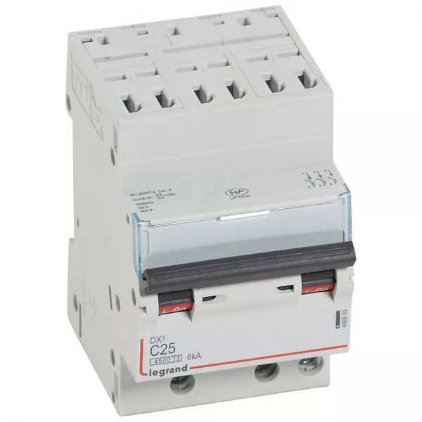 legrand-disjoncteur dx�4500 6ka bornes auto/vis 3p 400v~ 25a courbe c - 3 modules (406903)