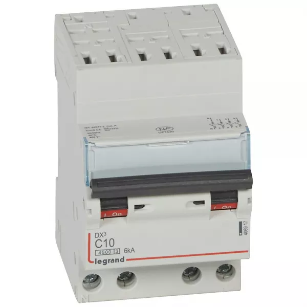legrand-disjoncteur dx�4500 6ka bornes auto/vis 4p 400v~ 10a courbe c - 3 modules (406917)
