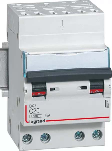 legrand-disjoncteur dx�4500 6ka bornes auto/vis 4p 400v~ 20a courbe c - 3 modules (406920)