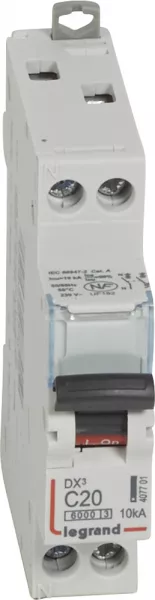 legrand-disjoncteur dx�6000 10ka arriv�e haut/d�part bas vis u+n 20a courbe c - 1 mod (407701)