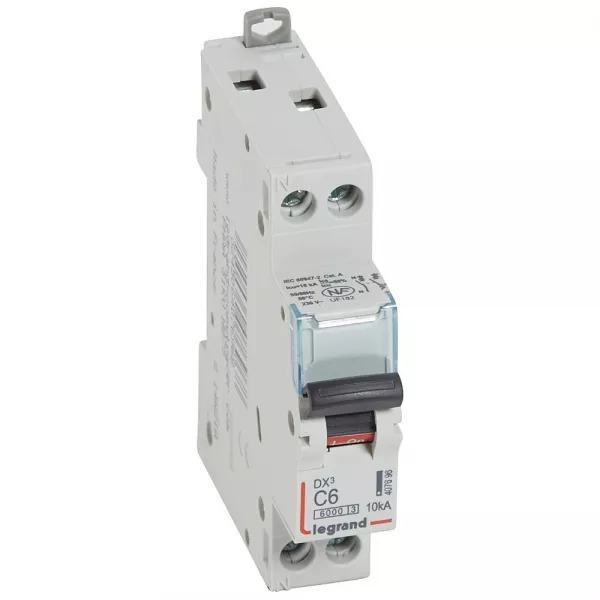 legrand-disjoncteur dx�6000 10ka arriv�e haut/d�part bas vis u+n 6a courbe c - 1 module (407696)