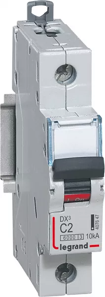 legrand-disjoncteur dx�6000 10ka arriv�e haute/d�part bas vis 1p 2a courbe c - 1 mod (407647)