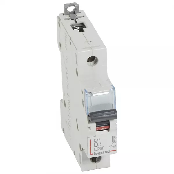 legrand-disjoncteur dx�6000 10ka arriv�e haute/d�part bas vis 1p 3a courbe d - 1 mod (407951)