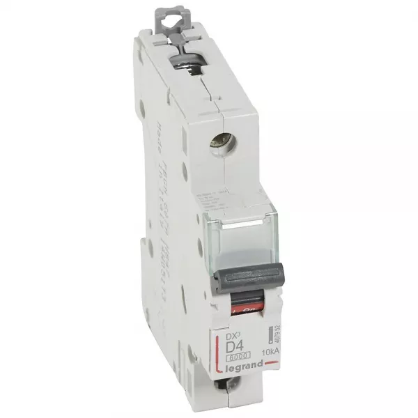 legrand-disjoncteur dx�6000 10ka arriv�e haute/d�part bas vis 1p 4a courbe d - 1 mod (407952)