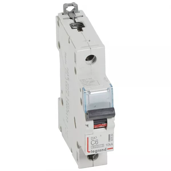 legrand-disjoncteur dx�6000 10ka arriv�e haute/d�part bas vis 1p 6a courbe c - 1 mod (407650)