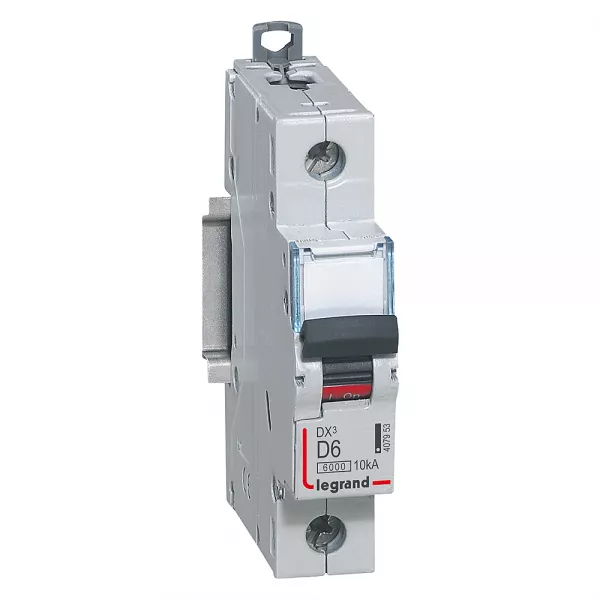 legrand-disjoncteur dx�6000 10ka arriv�e haute/d�part bas vis 1p 6a courbe d - 1 mod (407953)