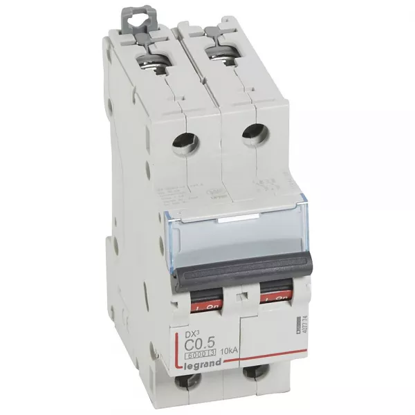 legrand-disjoncteur dx�6000 10ka arriv�e haute/d�part bas vis 2p 0,5a courbe c - 2 mod (407774)