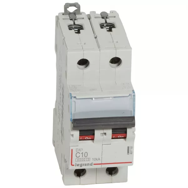 legrand-disjoncteur dx�6000 10ka arriv�e haute/d�part bas vis 2p 10a courbe c - 2 mod (407782)