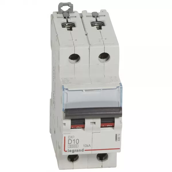 legrand-disjoncteur dx�6000 10ka arriv�e haute/d�part bas vis 2p 10a courbe d - 2 mod (408014)