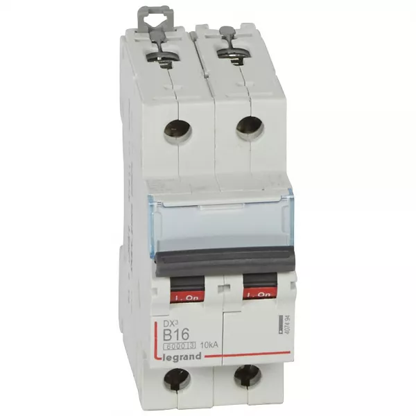 legrand-disjoncteur dx�6000 10ka arriv�e haute/d�part bas vis 2p 16a courbe b - 2 mod (407494)