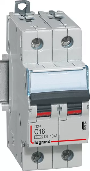 legrand-disjoncteur dx�6000 10ka arriv�e haute/d�part bas vis 2p 16a courbe c - 2 mod (407784)