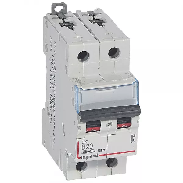 legrand-disjoncteur dx�6000 10ka arriv�e haute/d�part bas vis 2p 20a courbe b - 2 mod (407495)