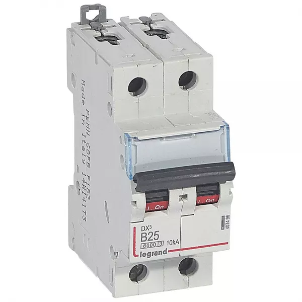 legrand-disjoncteur dx�6000 10ka arriv�e haute/d�part bas vis 2p 25a courbe b - 2 mod (407496)