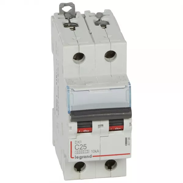 legrand-disjoncteur dx�6000 10ka arriv�e haute/d�part bas vis 2p 25a courbe c - 2 mod (407786)