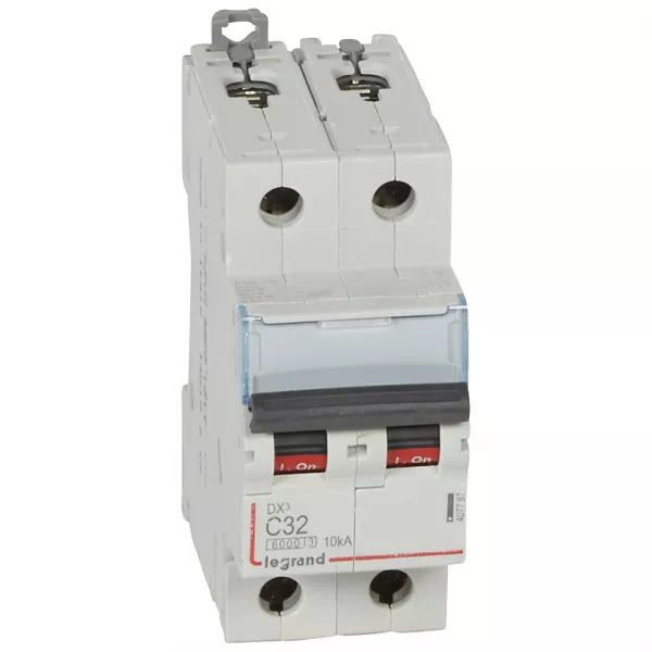 legrand-disjoncteur dx�6000 10ka arriv�e haute/d�part bas vis 2p 32a courbe c - 2 mod (407787)