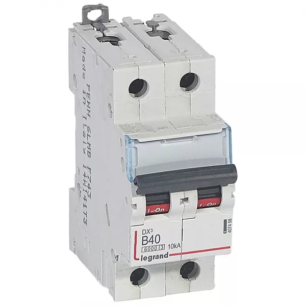 legrand-disjoncteur dx�6000 10ka arriv�e haute/d�part bas vis 2p 40a courbe b - 2 mod (407498)