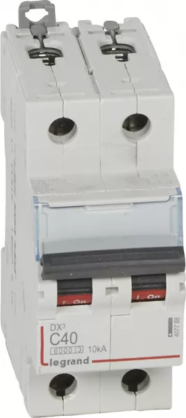 legrand-disjoncteur dx�6000 10ka arriv�e haute/d�part bas vis 2p 40a courbe c - 2 mod (407788)