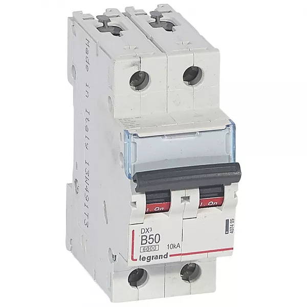legrand-disjoncteur dx�6000 10ka arriv�e haute/d�part bas vis 2p 50a courbe b - 2 mod (407499)