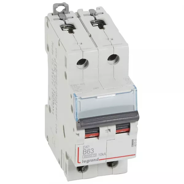 legrand-disjoncteur dx�6000 10ka arriv�e haute/d�part bas vis 2p 63a courbe b - 2 mod (407500)