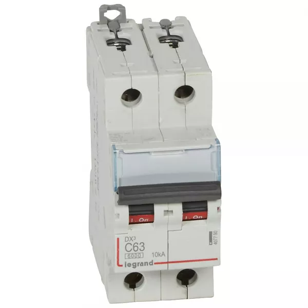 legrand-disjoncteur dx�6000 10ka arriv�e haute/d�part bas vis 2p 63a courbe c - 2 mod (407790)