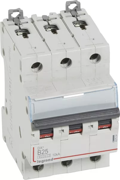 legrand-disjoncteur dx�6000 10ka arriv�e haute/d�part bas vis 3p 25a courbe b - 3 mod (407534)
