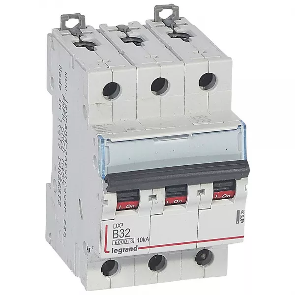 legrand-disjoncteur dx�6000 10ka arriv�e haute/d�part bas vis 3p 32a courbe b - 3 mod (407535)