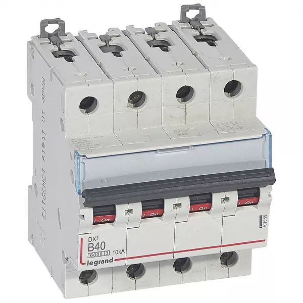 legrand-disjoncteur dx�6000 10ka arriv�e haute/d�part bas vis 4p 40a courbe b - 4 mod (407599)