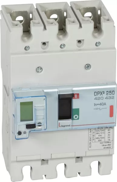 legrand-disjoncteur �lectronique avec unit� de mesure dpx�250 icu 36ka 400v~ - 3p - 40a (420432)