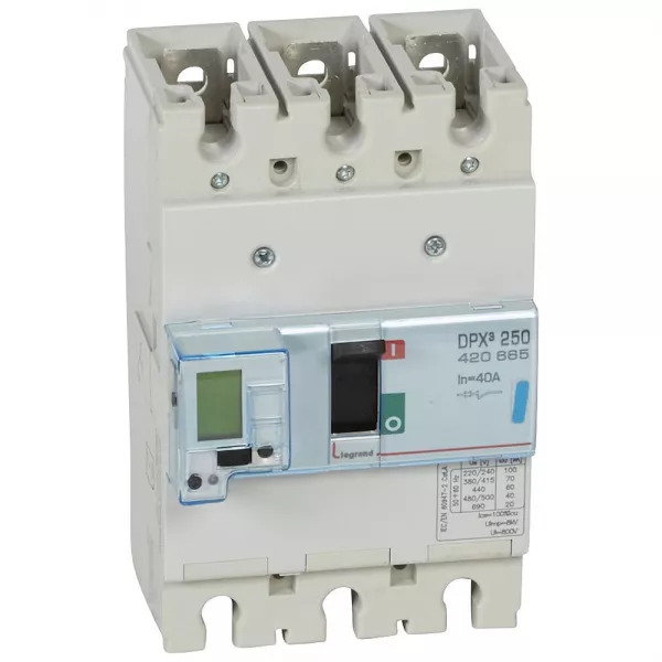 legrand-disjoncteur �lectronique avec unit� de mesure dpx�250 icu 70ka 400v~ - 3p - 40a (420665)