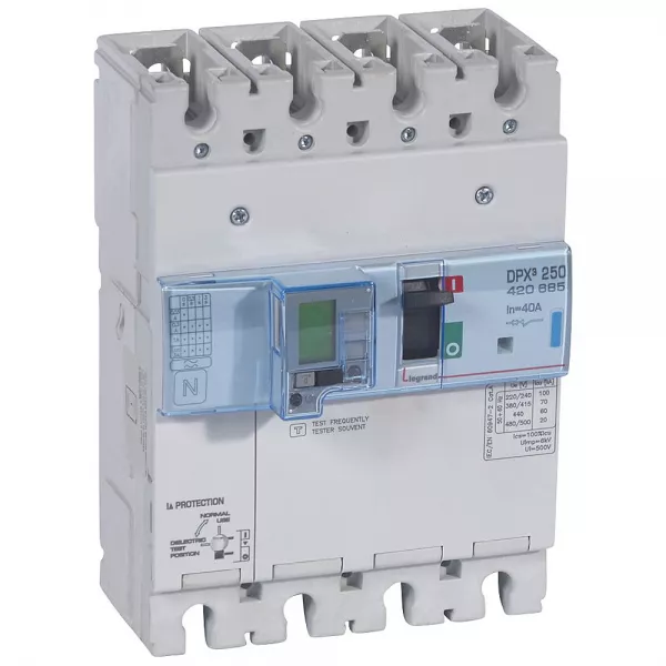 legrand-disjoncteur �lectronique diff - unit� de mesure dpx�250 icu 70ka 400v~ - 4p 40a (420685)