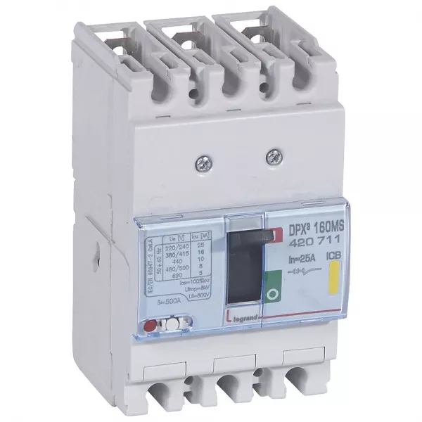 legrand-disjoncteur magn�tique fixe seul dpx�160 pouvoir de coupure 16ka 400v~ - 3p 25a (420711)