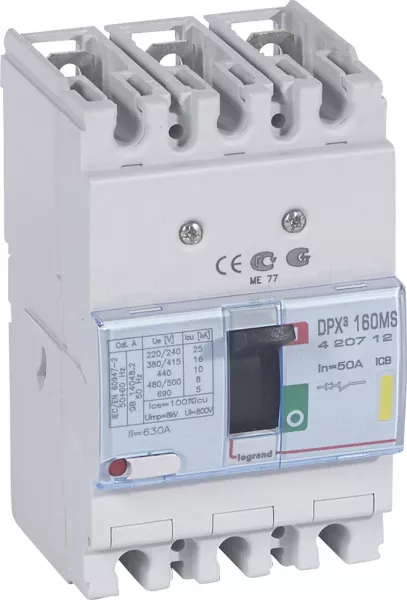 legrand-disjoncteur magn�tique fixe seul dpx�160 pouvoir de coupure 16ka 400v~ - 3p 50a (420712)