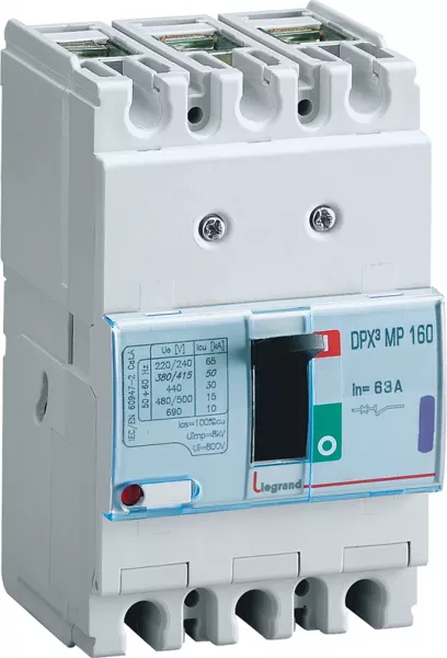 legrand-disjoncteur magn�tique fixe seul dpx�160 pouvoir de coupure 16ka 400v~ - 3p 63a (420713)
