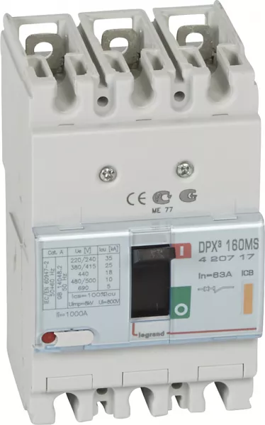 legrand-disjoncteur magn�tique fixe seul dpx�160 pouvoir de coupure 25ka 400v~ - 3p 63a (420717)