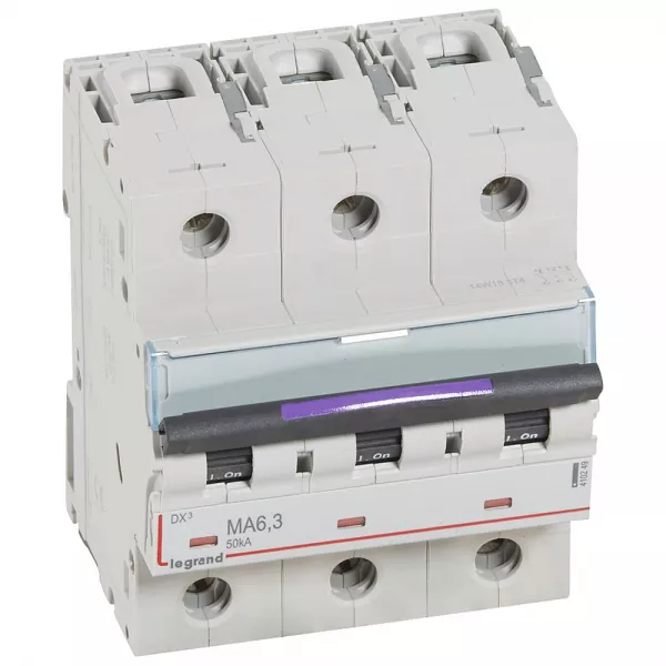 legrand-disjoncteur magn�tique seul dx�-m - vis/vis - 3p 400v~ - 6,3a - 50ka - 4,5 mod (410249)