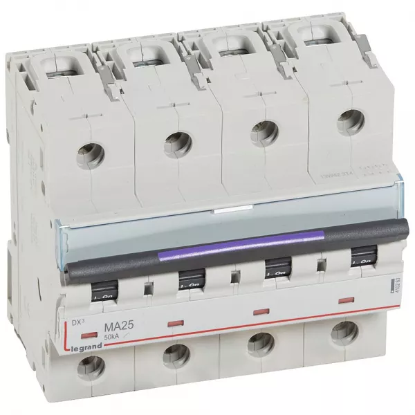 legrand-disjoncteur magn�tique seul dx�-m - vis/vis - 4p - 400v~ - 25a - 50ka - 6 mod (410263)