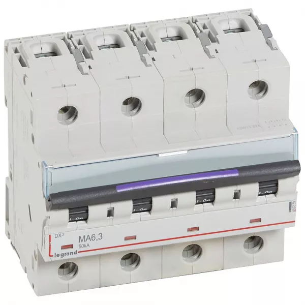legrand-disjoncteur magn�tique seul dx�-m - vis/vis - 4p 400v~ - 6,3a - 50ka - 6 modules (410259)
