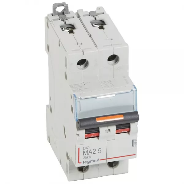 legrand-disjoncteur magn�tique seul dx� ma - vis/vis - 2p - 230/400v~ - 2,5 a - 25ka (409867)