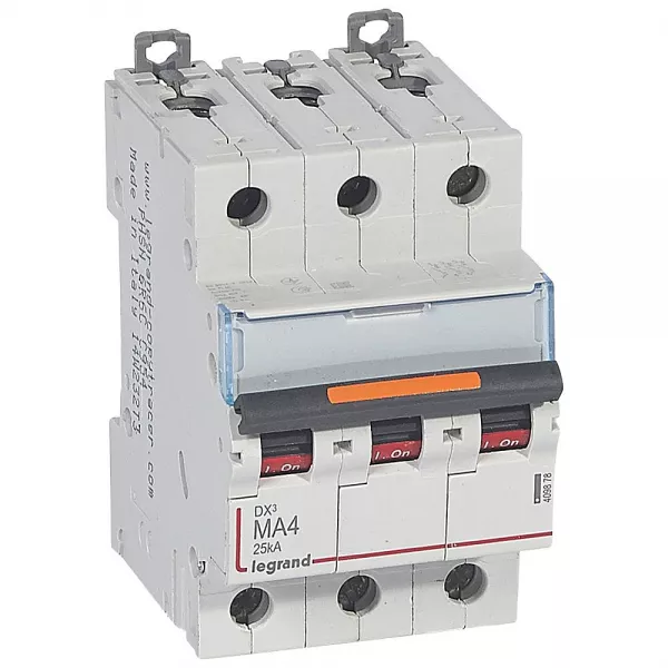 legrand-disjoncteur magn�tique seul dx� ma - vis/vis - 3p - 400v~ - 4a - 25ka - 3 mod (409878)