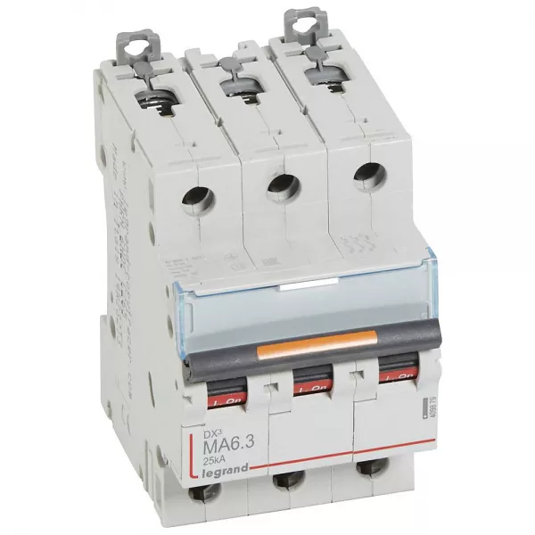 legrand-disjoncteur magn�tique seul dx� ma - vis/vis - 3p - 400v~ - 6,3a - 25ka - 3 mod (409879)