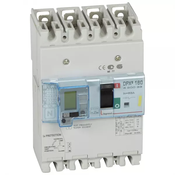 legrand-disjoncteur magn�tothermique diff�rentiel dpx�160 icu 16ka 400v~ - 4p - 63a (420033)