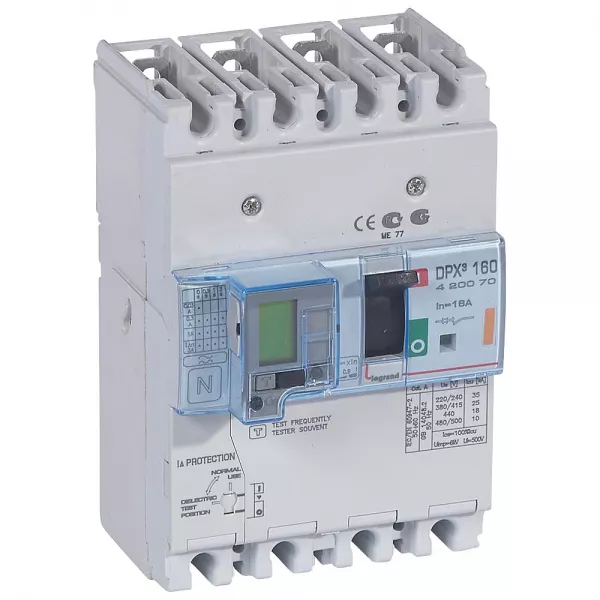 legrand-disjoncteur magn�tothermique diff�rentiel dpx�160 icu 25ka 400v~ - 4p - 16a (420070)