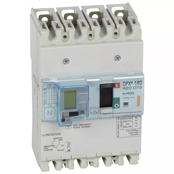 legrand-disjoncteur magn�tothermique diff�rentiel dpx�160 icu 25ka 400v~ - 4p - 63a (420073)
