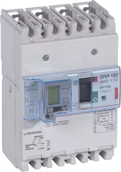 legrand-disjoncteur magn�tothermique diff�rentiel dpx�160 icu 36ka 400v~ - 4p - 16a (420110)
